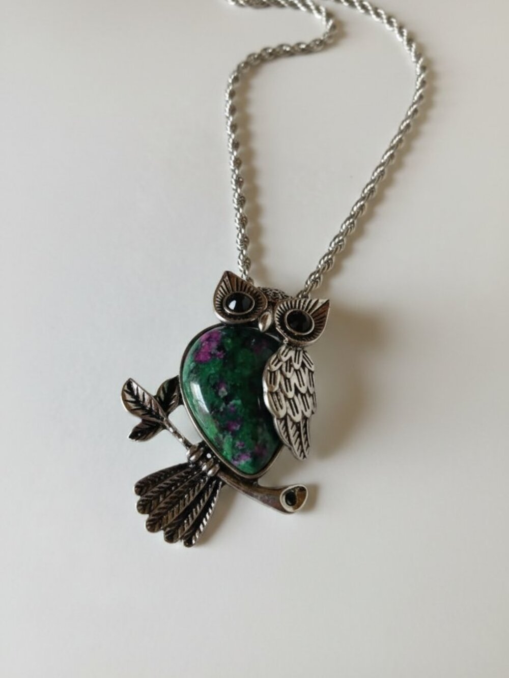 Bloodstone Owl Necklace Teardrop Crystal | Courage & Vitality Necklace